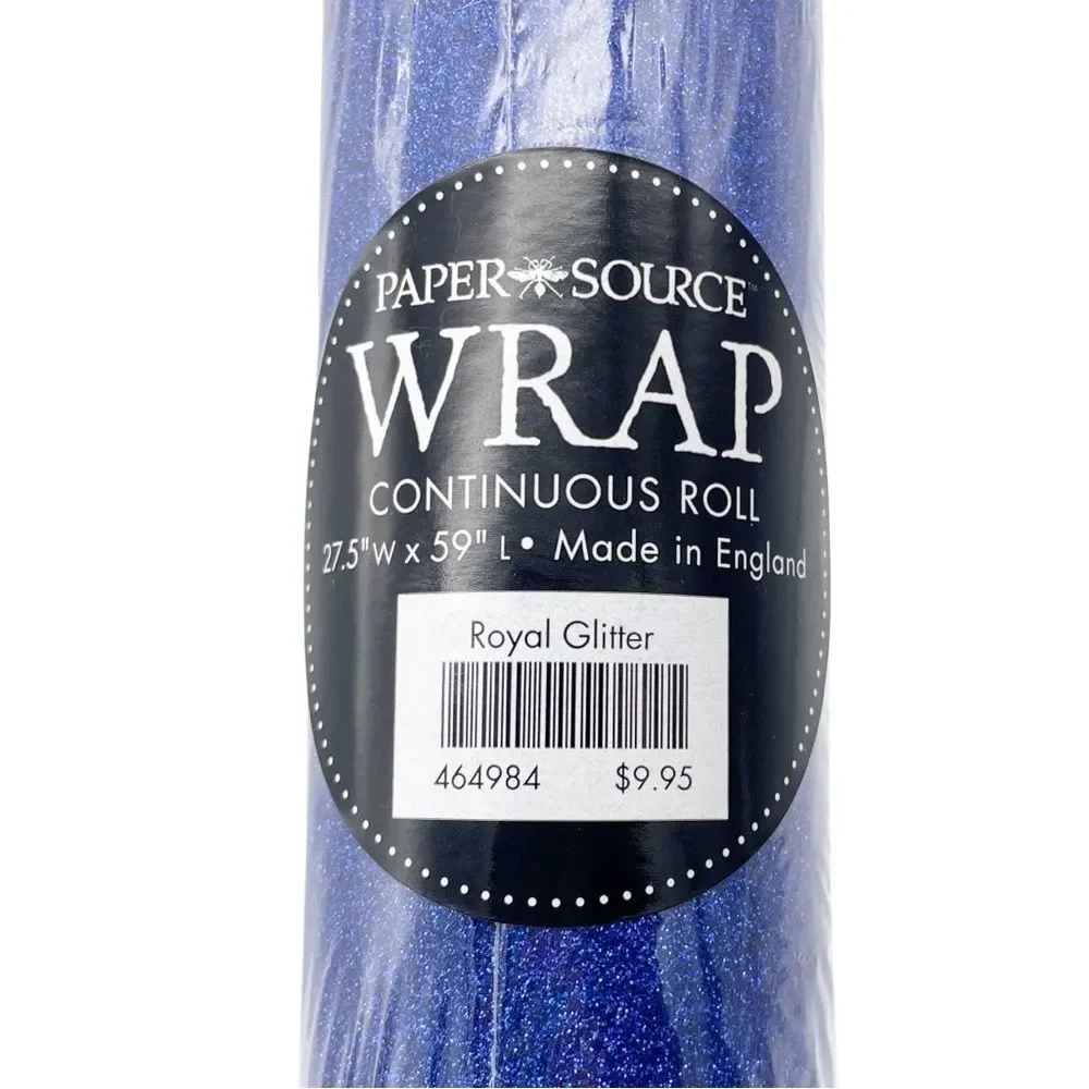NWT Paper Source Royal Glitter Wrapping Paper Roll 27.5”x59” Gift Wrap Blue